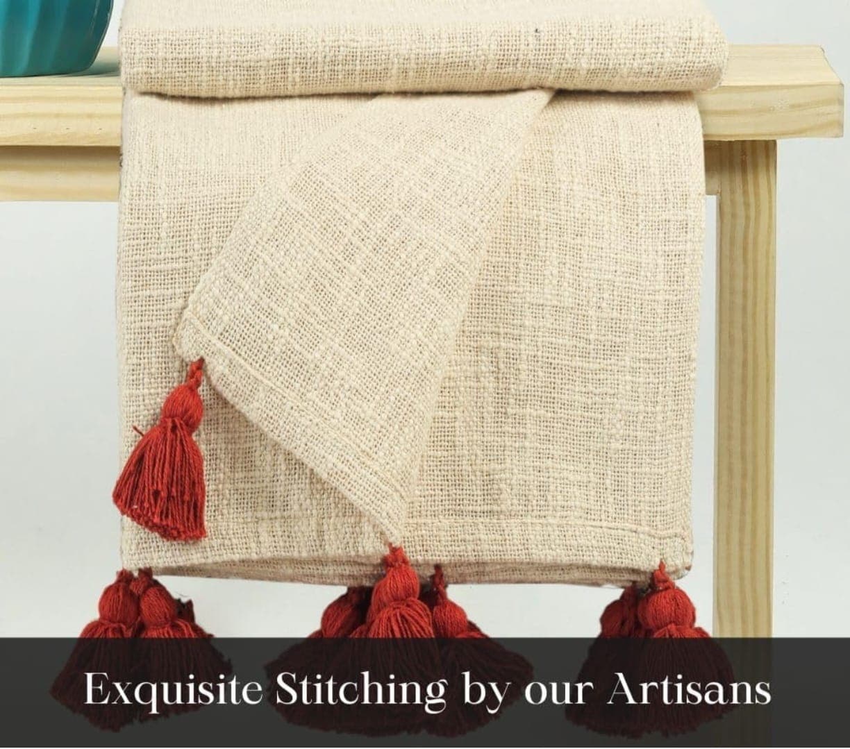 Mirage 100% Cotton Throw Blanket with Multicolor Tassels – Soft Decorative Sofa, Bed & Couch Blanket (Maroon) daily… — thumbnail 4 of 6