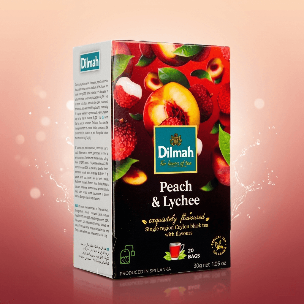 Dilmah Peach & Lychee Flavoured Tea – 20 Tea Bags | Premium Ceylon Black Tea