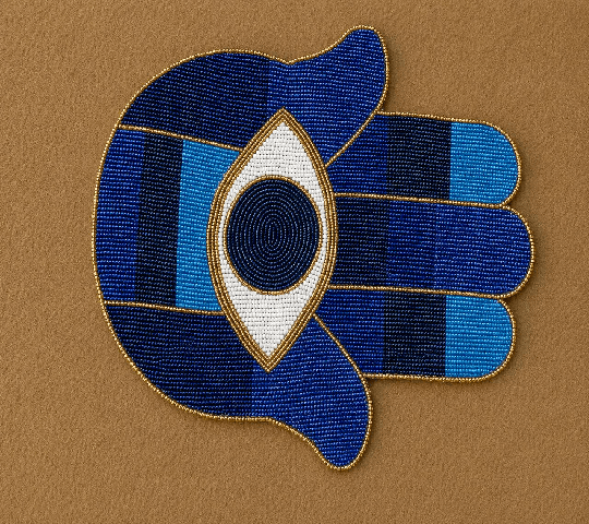 Beaded Table Mats Evil Eye Design 12-15 Inches | Fully Hand-Beaded & Tight Weave Decorative Placemat