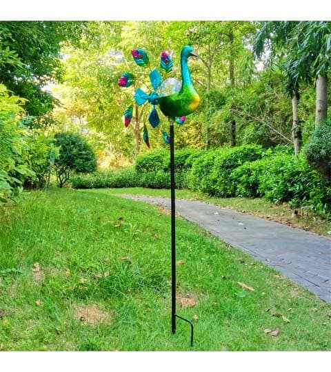 Senwell Senwell Peacock Spinner with LED Solar Light (W-G210826) home decor — thumbnail 3 of 3