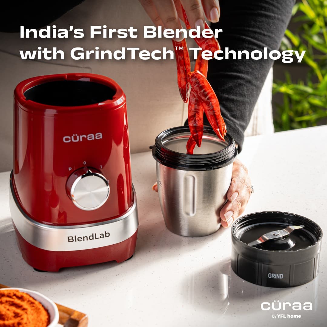 curra Curaa Blendlab Mixer Grinder for Kitchen – 3 Jars, Powerful Red Mixer Grinder for Home Use, Smooth Grinding &… — thumbnail 7 of 11