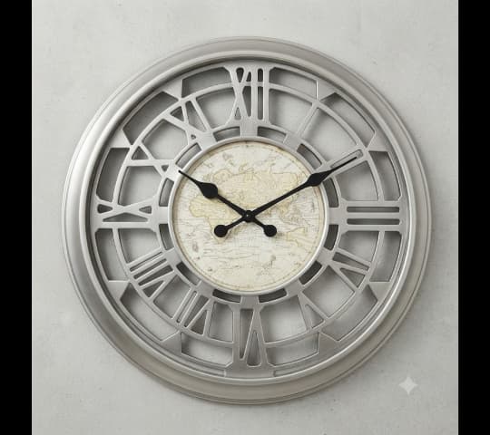 Vintage World Map Skeleton Wall Clock | Retro Metal Wall Decor