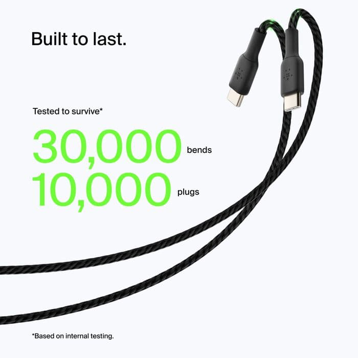 Belkin Belkin BoostCharge Braided USB-C to USB-A Cable 1M | Black (CAB002bt1MBK) electronics — thumbnail 3 of 8
