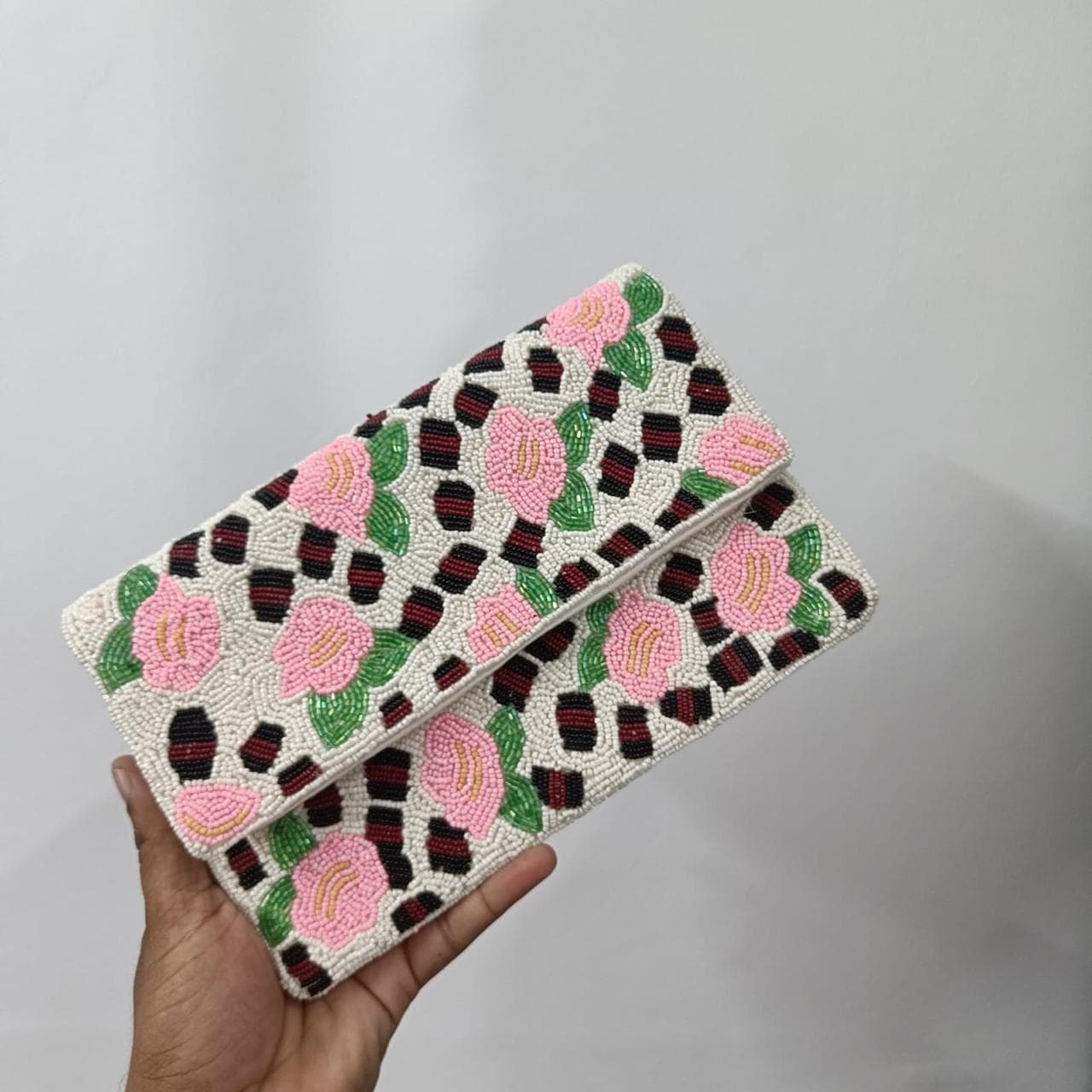 Beaded Embellished Sling cum Clutch Bag – Elegant Women's Party, Wedding & Evening Handbag
