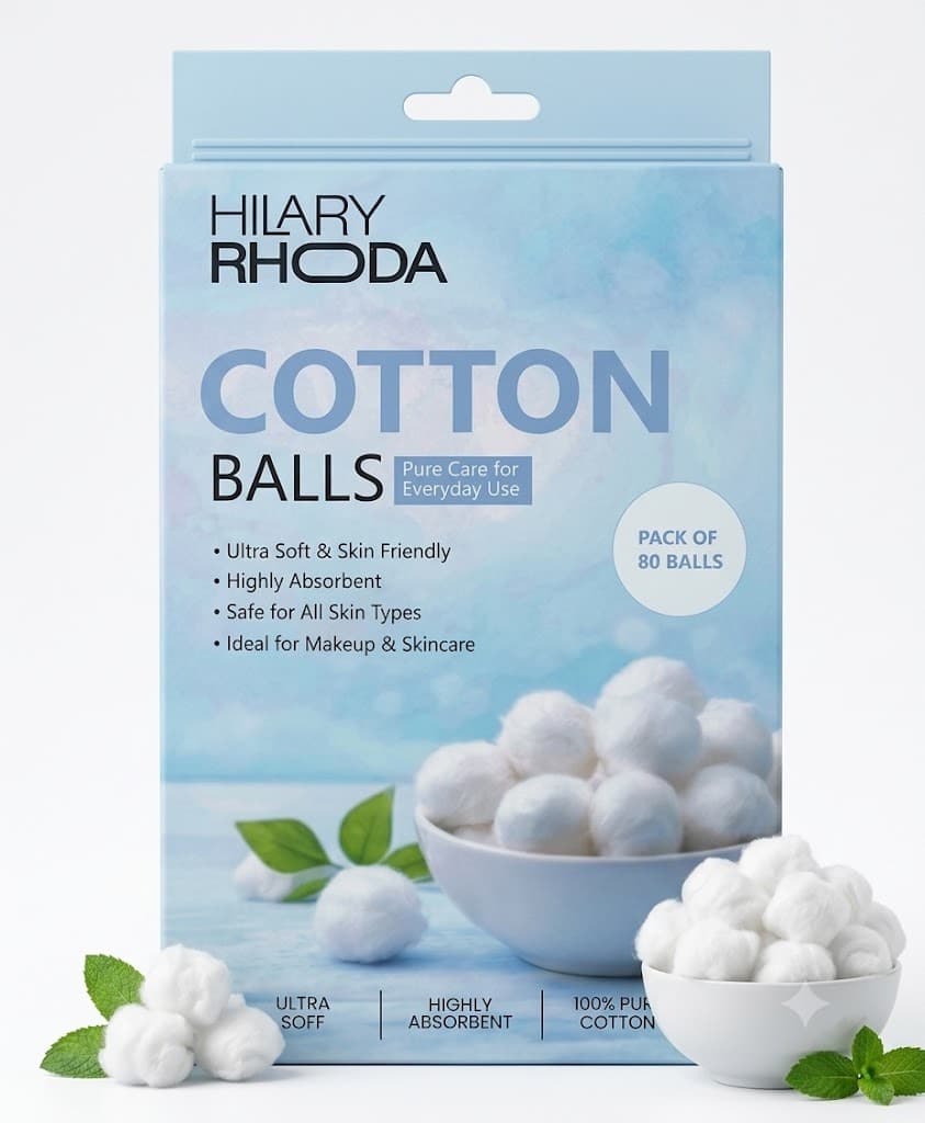 HILARY RHODA Cotton Balls | Soft & Pure Cotton for Beauty & Baby Care