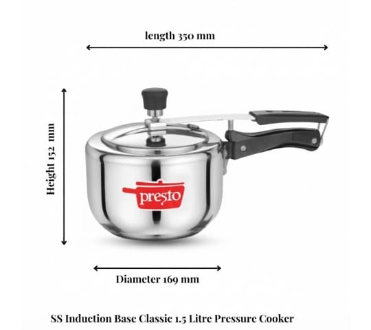 Presto Presto Stainless Steel Induction Base Classic Pressure Cooker 1.5 Litre home & kitchen — thumbnail 2 of 2