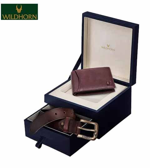 Wildhorn Genuine Leather Wallet and Belt Gift Set for Men – Bombay Brown with Brown Belt