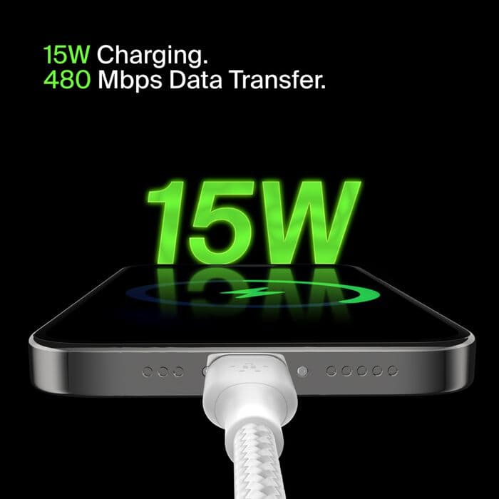 Belkin Belkin BoostCharge Braided USB-C to USB-A Cable 1M | White (CAB002bt1MWH) electronics — thumbnail 2 of 5