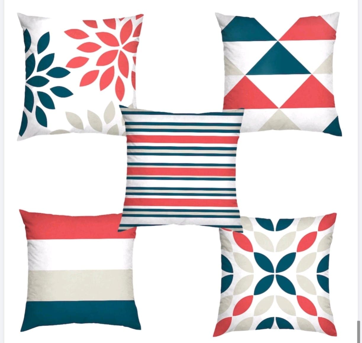 Durable Polycanvas Cushion Covers 16x16 Inches (5-Piece Set)