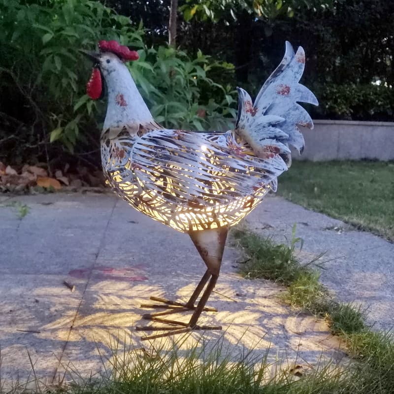 Senwell Metal Hen with LED Solar Light Garden Decoration W-G180220