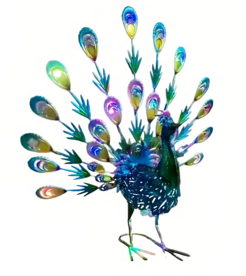 Senwell Fantail Peacock Solar Twinkling String Lights Outdoor Garden Decor LED Fairy Light Statue W-G180018RV