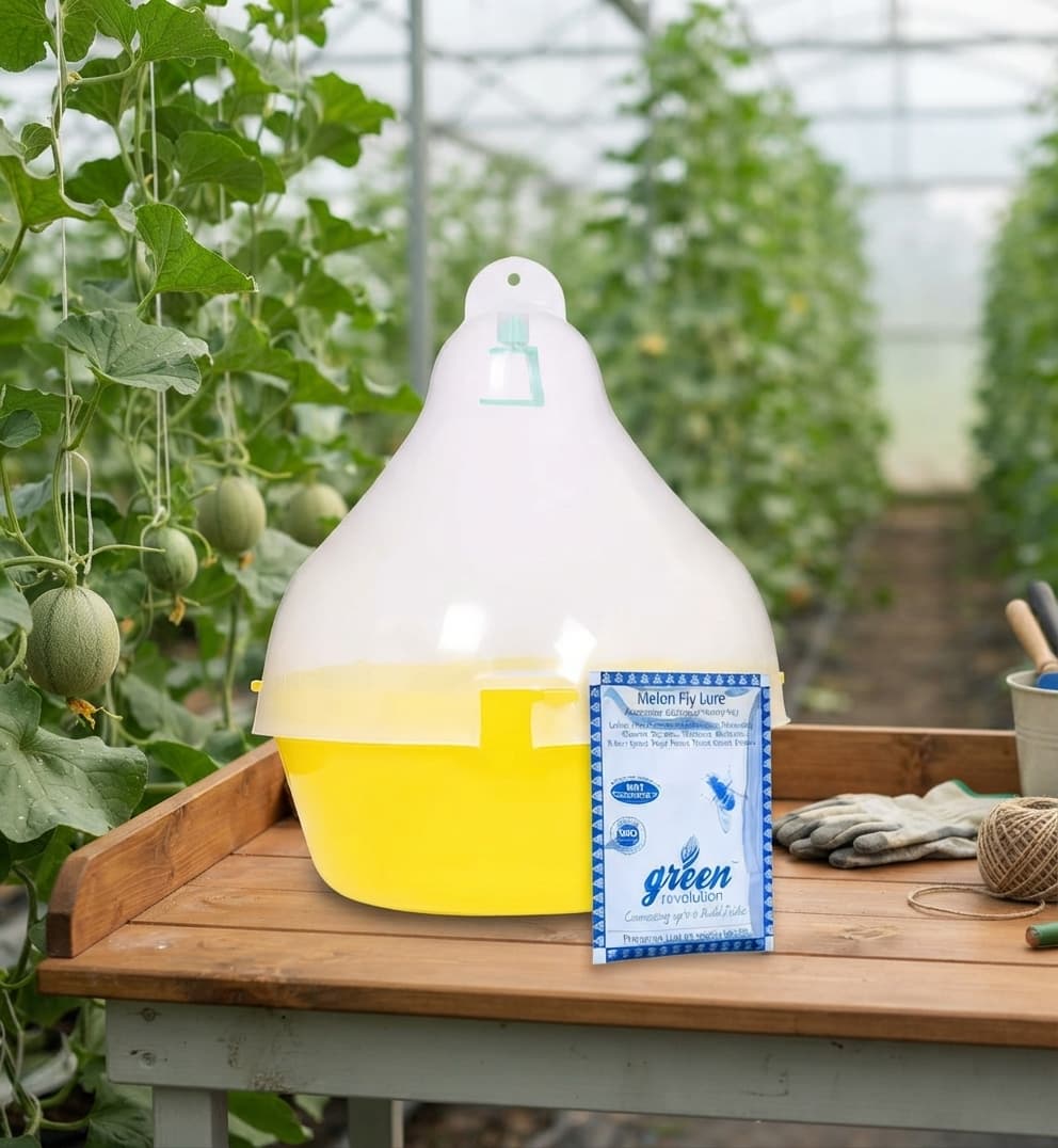 Max Plus Big Melon Fly Trap with Lure for Vegetable Garden Insect Control
