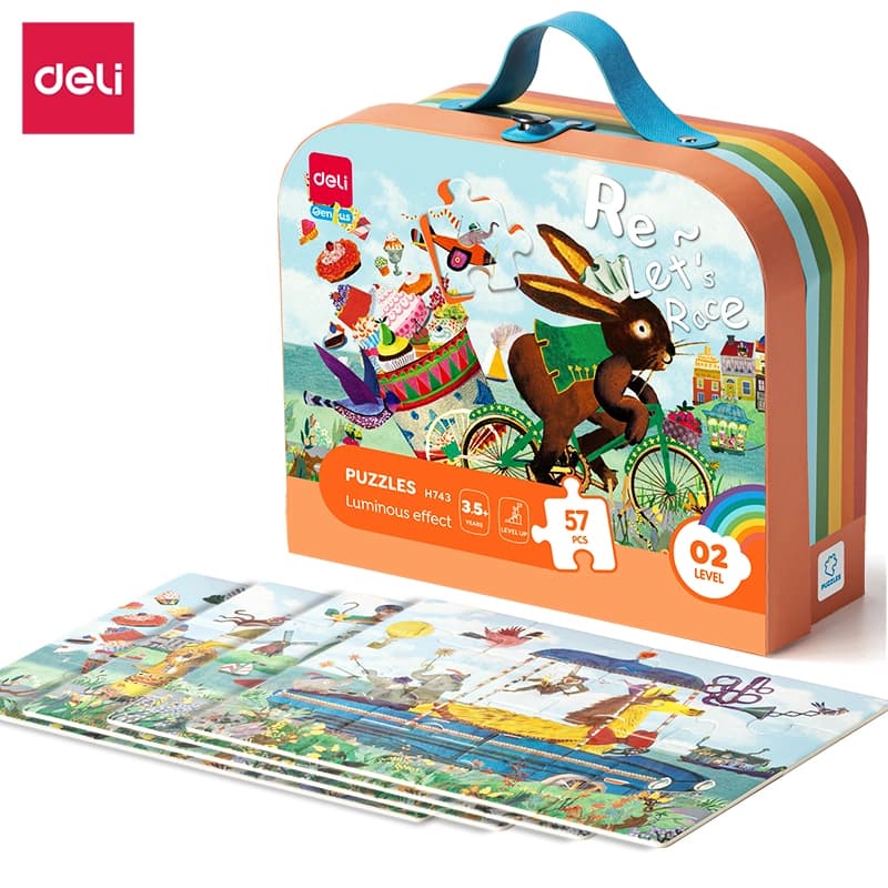 Deli Genius "Let's Race" 57 Pcs Puzzle (Model H743) – Educational Jigsaw Puzzle for Kids