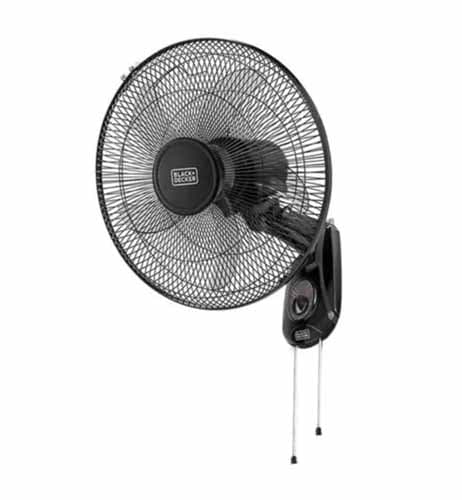 Black+Decker 16 Inch Wall Fan – High Speed Wall Mounted Fan for Home, Office & Shop Cooling