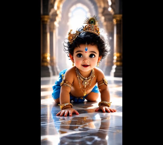 Divine Childhood: Baby Krishna's Joy – Lord Krishna Wall Art