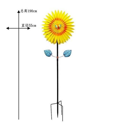 Senwell Senwell Sunflower Wind Spinner with Solar Light #101 – Outdoor Garden Decorative Metal Kinetic Sculpture, home decor — thumbnail 2 of 3
