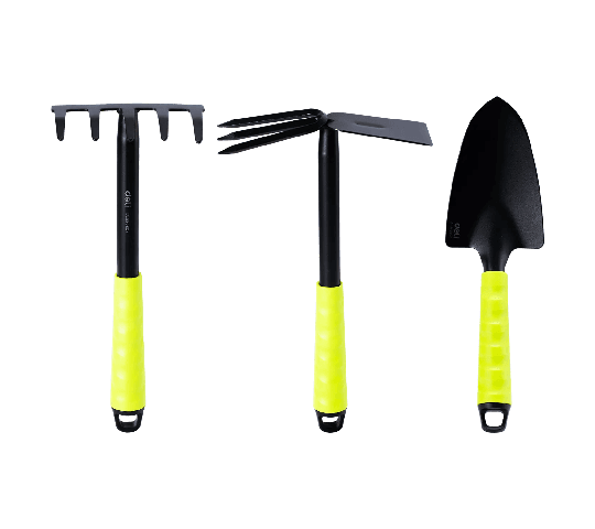 Deli Tools EDL580803 3 Piece Gardening Tool Set – Hand Trowel, Transplanter & Cultivator for Home Garden