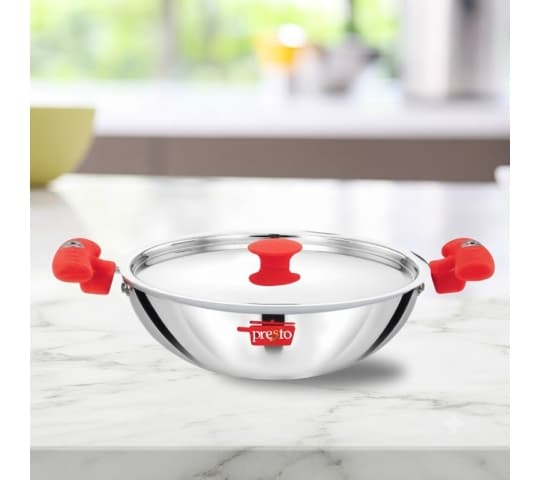 Presto Presto Triply SS Cookware Kadhai 24cm | Stainless Steel Induction Kadhai with Lid home & kitchen — thumbnail 2 of 2