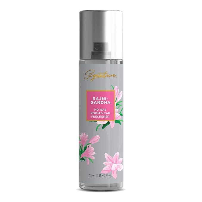 Signature Rajnigandha Air Freshener Spray 250ML | Floral Home Fragrance | Long Lasting Room & Car Freshener | No Gas Spray | Odour Eliminator for Home & Office