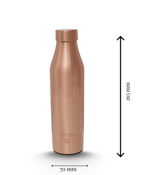 Presto Copper Bottle "Regal" (Classic) – Pure Copper Water Bottle for Healthy Hydration-- Weight 0.240 weight, Height 255mm… — thumbnail 2 of 3