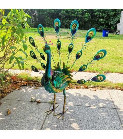 Senwell Senwell Metal Peacock Garden Decor with Solar LED Light Outdoor Weather-Resistant Sculpture W-G180205 home decor — thumbnail 2 of 2