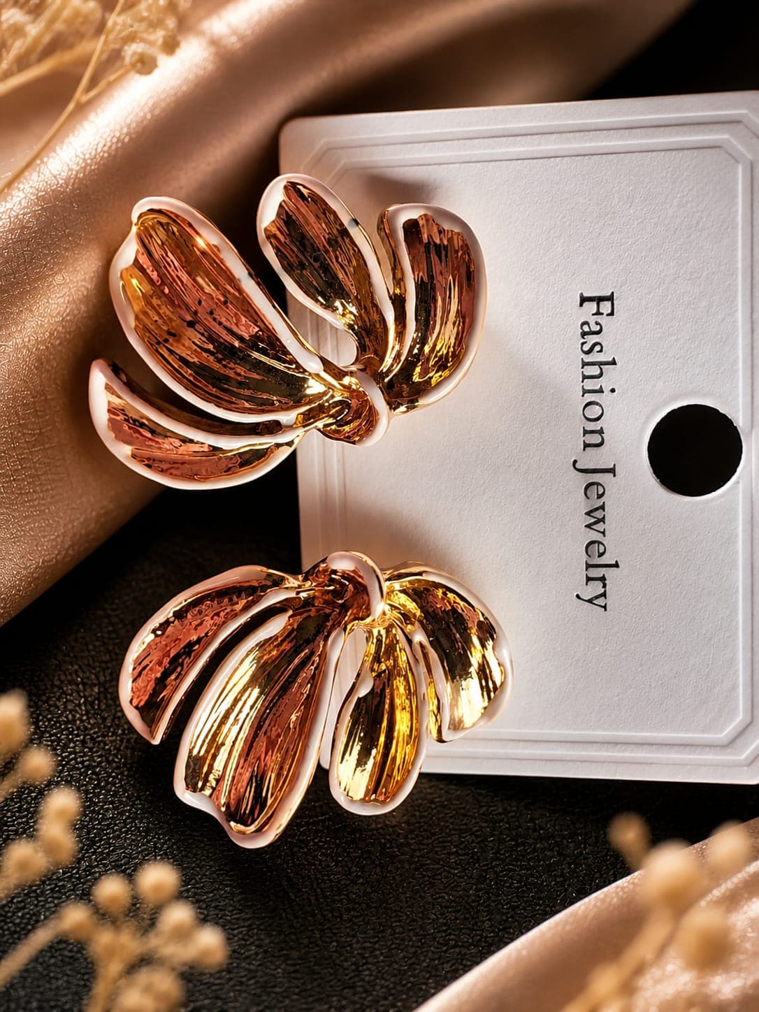 Organic Fan-Motif Earrings – Elegant Designer Statement Earrings for Women