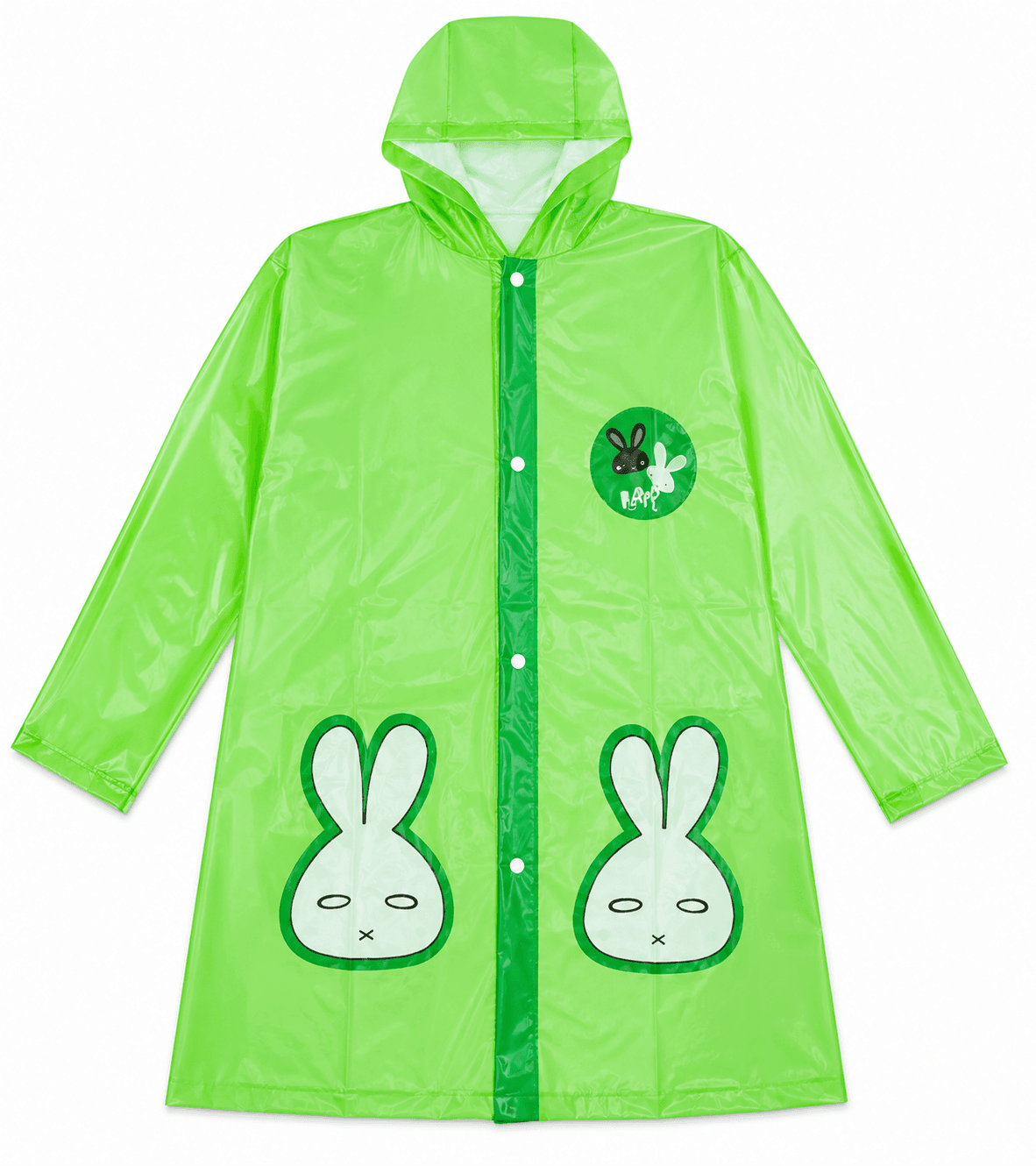 Kids Waterproof Hooded Printed Raincoat – Blue Full-Length Rainwear ( Green Frog Design)