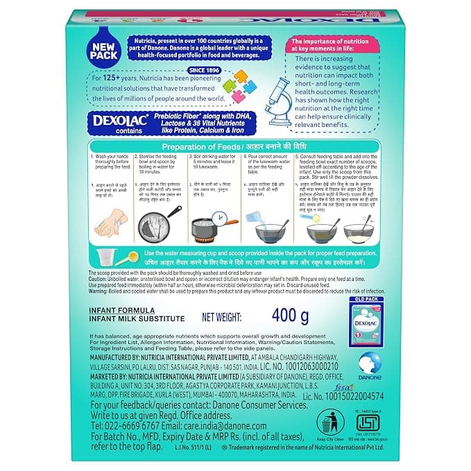 Dexolac Infant Formula Milk Powder Stage 1 400g | For Babies Up to 6 Months | With FOS & 36 Vital Nutrients daily… — thumbnail 2 of 5