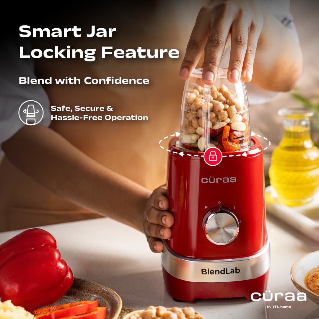 curra Curaa Blendlab Mixer Grinder for Kitchen – 3 Jars, Powerful Red Mixer Grinder for Home Use, Smooth Grinding &… — thumbnail 4 of 11