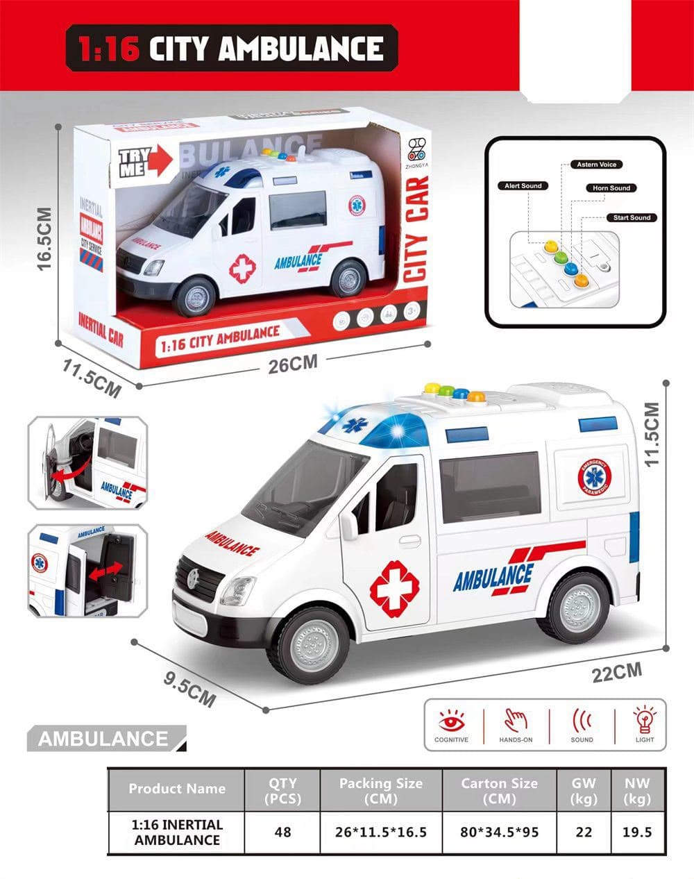 HappyHours Ambulance Emergency Rescue Toy
