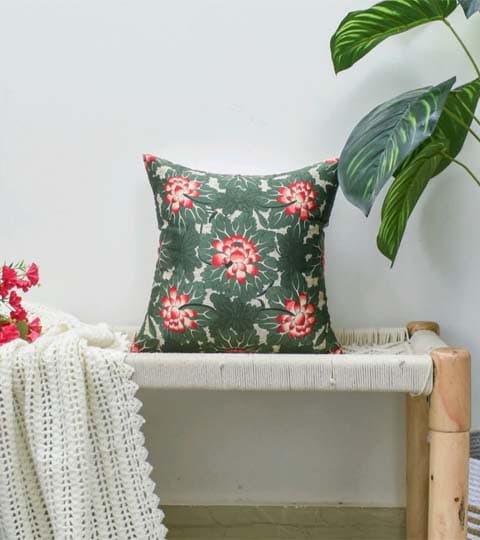 Satin 1 Pc Cushion Cover– HD Floral Botanical Pattern Printed Decorative Pillow Cover for Sofa, Bed & Living Room