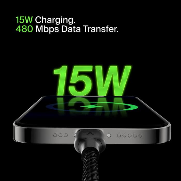 Belkin Belkin BoostCharge Braided USB-C to USB-A Cable 1M | Black (CAB002bt1MBK) electronics — thumbnail 2 of 8