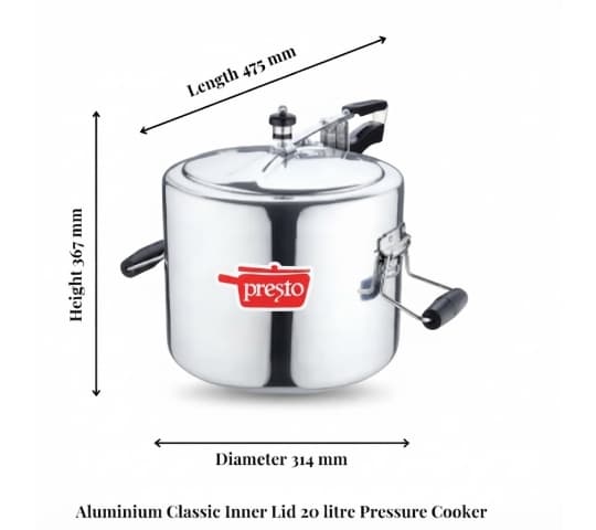Presto Presto Aluminium Classic Inner Lid Pressure Cooker 20 Litre – Heavy Duty Cooker for Large Families home & kitchen — thumbnail 2 of 2