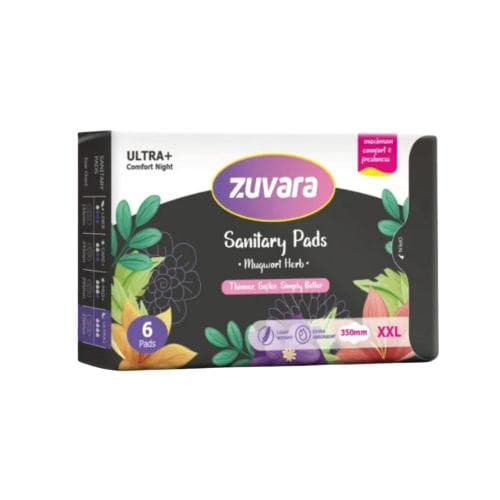 Zuvara Sanitary Pads XXL 350mm Ultra+ Pack of 6 for Heavy Flow Protection