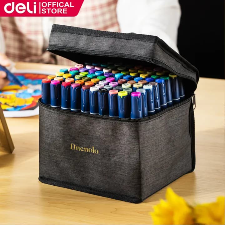 Deli 60 Color Sketch Marker Set EC184-60 Dual Tip Alcohol-Based Art Markers