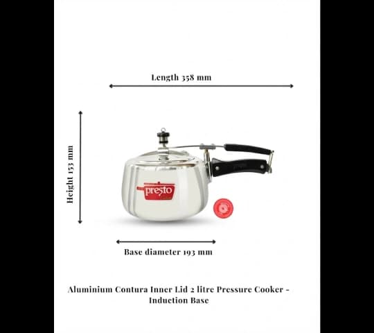 Presto Presto Pressure Cooker Aluminium Contura Induction Inner Lid 2 Litre home & kitchen — thumbnail 2 of 2