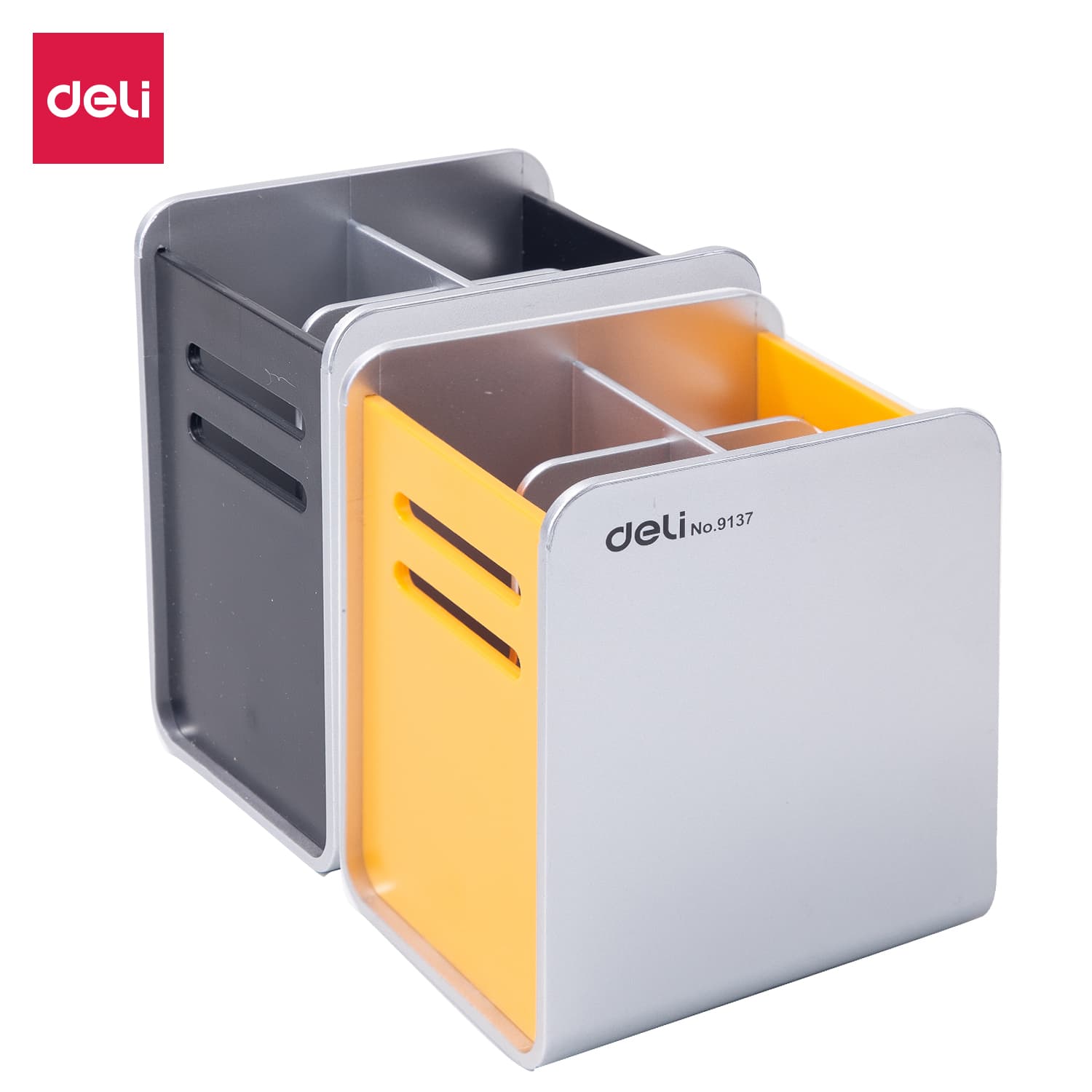 Deli E9137 Divided Pen Holder – Multi-Compartment Desk Organizer for Office, School & Home