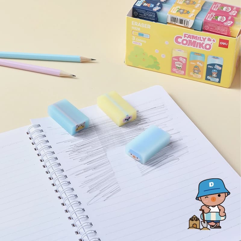 Deli Deli EUH328 Premium PVC & Rubber Eraser for Clean Pencil Erasing | Dust-Free School & Office Eraser stationary, toys &… — thumbnail 3 of 5