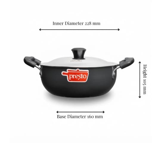 Presto Presto Hard Anodized Kadai 230mm with Lid | Durable Non-Stick Cooking Kadai home & kitchen — thumbnail 2 of 2