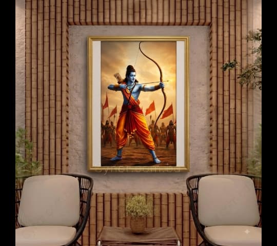 Lord Rama with Bow and Arrow – Divine Hindu Artwork