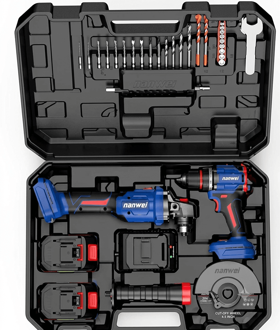 NANWEI NW-TS5-C Electric Drill & Grinder Set – 20V Cordless Power Tool Combo Kit