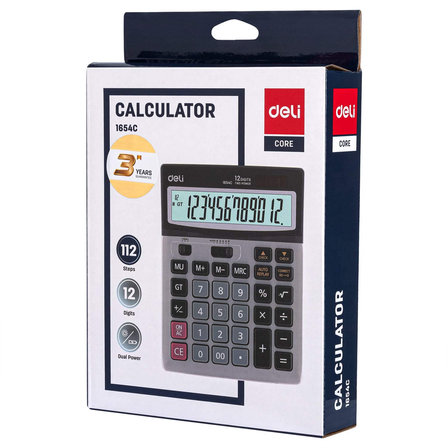 Deli Deli E1654C Desktop Calculator | 12-Digit Large Display Office Calculator stationary, toys & sports — thumbnail 4 of 5