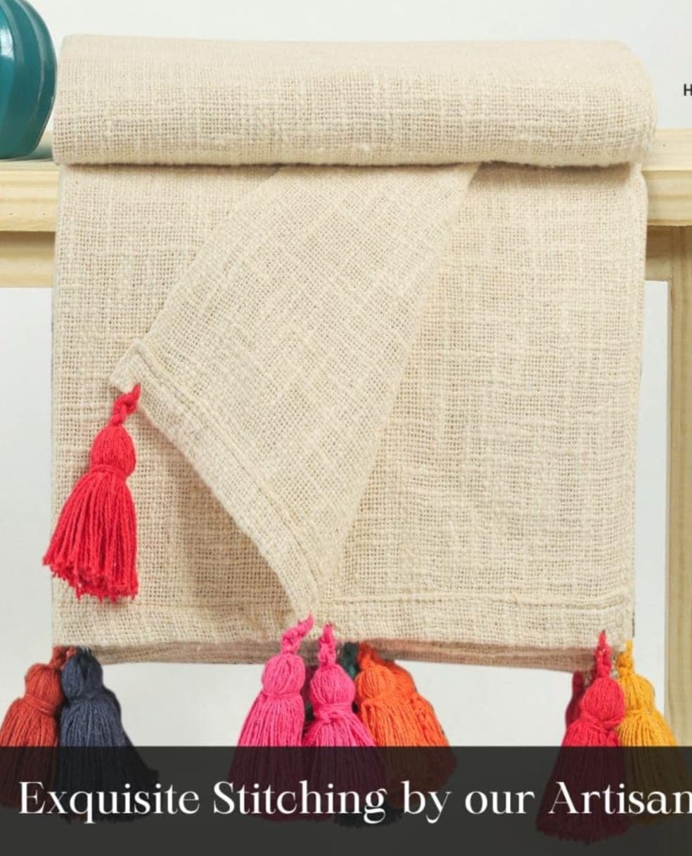 Mirage 100% Cotton Throw Blanket with Multicolor Tassels – Soft Decorative Sofa, Bed & Couch Blanket (Multicolour) daily… — thumbnail 2 of 6