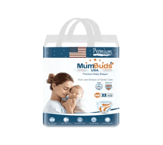 MumBuds Disposable Zip-Lock Baby Tape Diaper M40 – Medium Size Baby Diapers (7–12 kg)