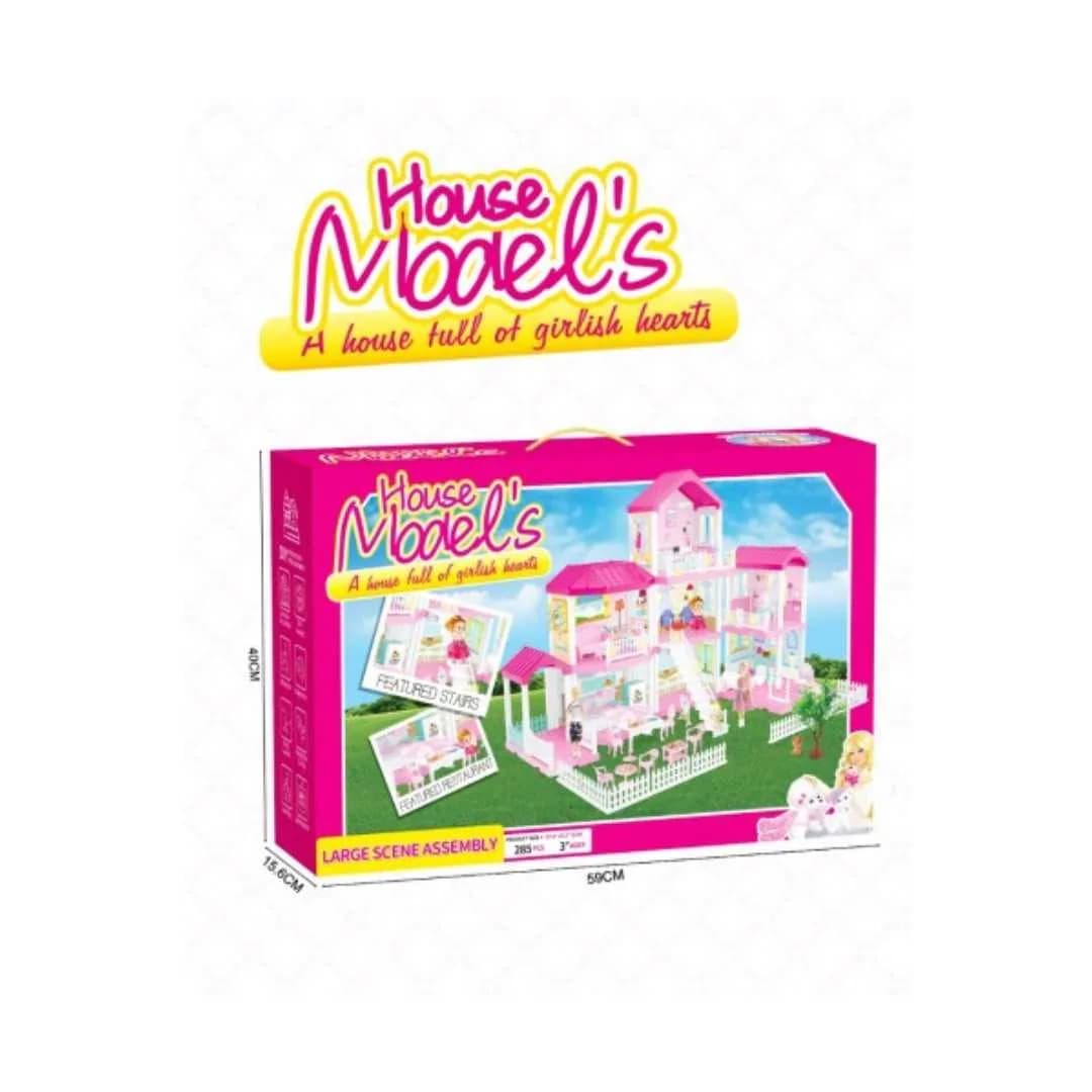 Large 285PCS Princess Dream House – 3-Story Luxury Dollhouse with LED Lights, Furniture & Garden Fence