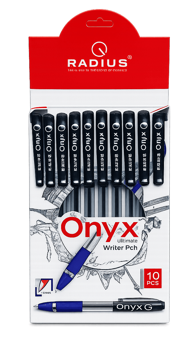 Radius Onyx Ultimate Writing Pen Pack of 10 Black Ink Ballpoint Pens