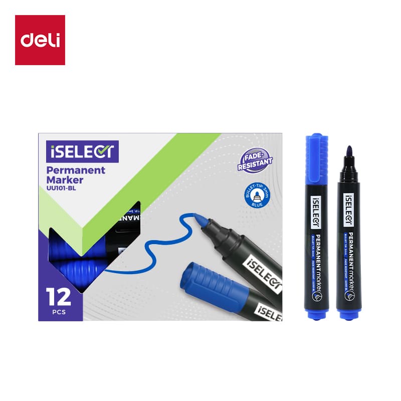 Deli DELI UU101-BL ISELECT Permanent Bullet Marker Blue per pcs | Waterproof Permanent Marker stationary, toys & sports — thumbnail 3 of 6