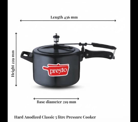 Presto Presto Aluminium Hard Anodized Classic Inner Lid Pressure Cooker 5 Litre home & kitchen — thumbnail 2 of 2