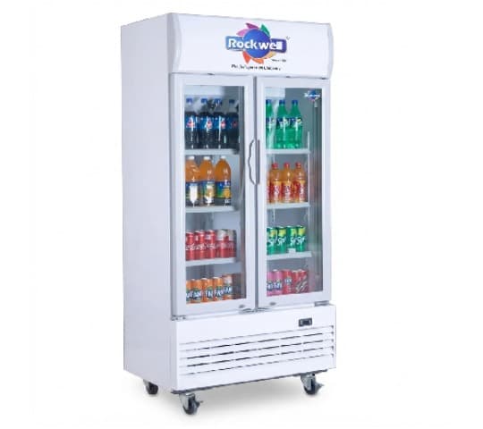 Upright Cooler Double Door RVC700DD Commercial Display Refrigerator 700L Glass Door Beverage Cooler