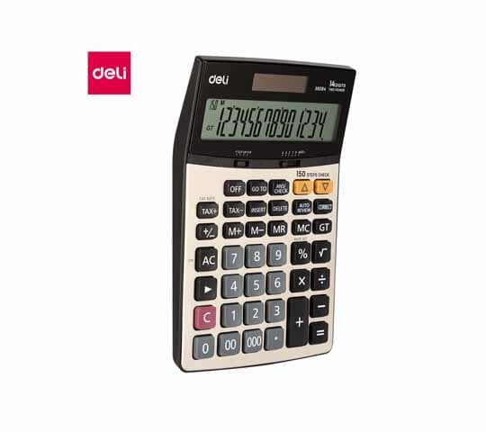 Deli Calculator E39264 Metal-14 Digit 150 Steps Check – Accurate & Durable Calculator